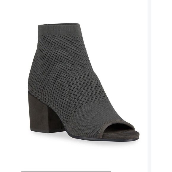 Eileen Fisher Womens Margate Gray Peep Toe Block Heel Knit Ankle Booties 9.5 - Picture 1 of 9